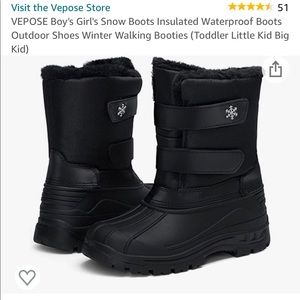 Brand new! Black waterproof cold-weather toddler boots (Size 9)